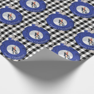 Frohe Weihnacht-Foto-blaues Schwarz-u. Geschenkpapier