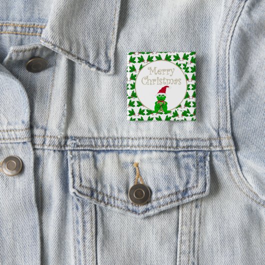 Frohe Weihnacht-Frosch mit Zuckerstange-Knopf Button (Beispiel)