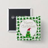Frohe Weihnacht-Frosch mit Zuckerstange-Knopf Button (Vorne & Hinten)