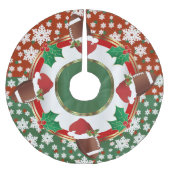 Frohe Weihnacht-Fußball-Liebhaber Polyester Weihnachtsbaumdecke (Vorderseite)