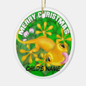 Frohe Weihnacht-Gelb-Eidechse Keramikornament (Links)