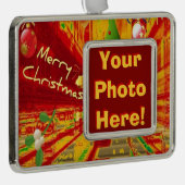 Frohe Weihnacht-gerahmte Verzierung Rahmen-Ornament Silber (Rechts)