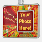 Frohe Weihnacht-gerahmte Verzierung Rahmen-Ornament Silber (Links)