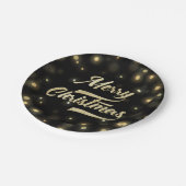 Frohe Weihnacht-Glitzer Bokeh Goldschwarzes Pappteller (Schrägansicht)