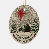 Frohe Weihnacht-glückliches neues Keramik Ornament (Rechts)