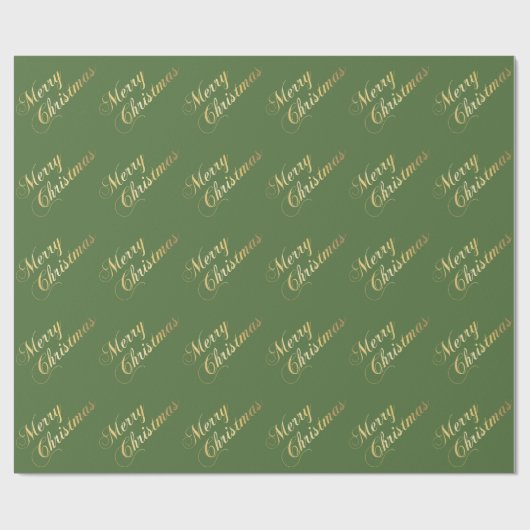 Frohe Weihnacht-Gold tont elegantes Skript-Grün Geschenkpapier (Flach)
