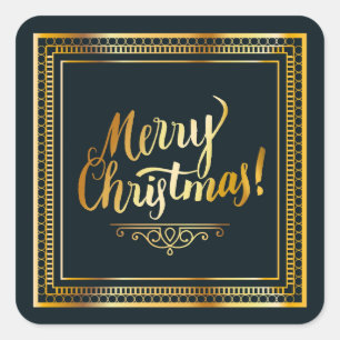 Frohe Weihnacht-goldene Skript-Typografie Quadratischer Aufkleber