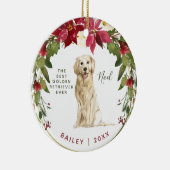 Frohe Weihnacht-goldener Retriever | Ihr HundeFoto Keramik Ornament (Rechts)