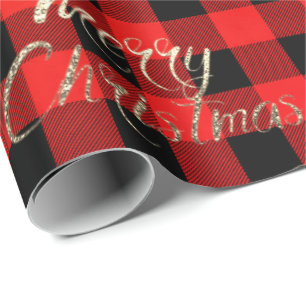 Frohe Weihnacht-GoldGlitzer-Skript-Büffel warm Geschenkpapier