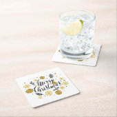 Frohe Weihnacht-Goldschneeflocke-Feiertag Rechteckiger Pappuntersetzer (Vor Ort)