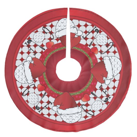 Frohe Weihnacht-Golf-Liebhaber Polyester Weihnachtsbaumdecke (Vorderseite)