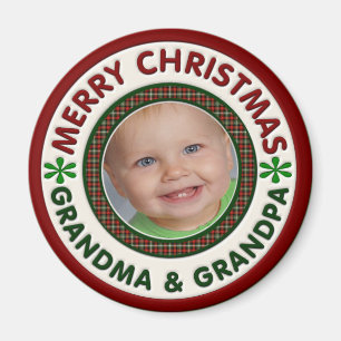 Frohe Weihnacht-Großmutter und Großvater-Foto Magnet