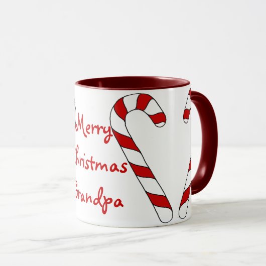 Frohe Weihnacht-Großvater-Zuckerstange-Tasse durch Tasse (VorderseiteRechts)