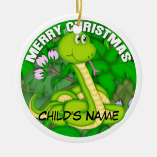 Frohe Weihnacht-grüne Schlange Keramikornament