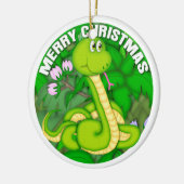 Frohe Weihnacht-grüne Schlange Keramikornament (Links)