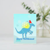 Frohe Weihnacht-Gruß-Dinosaurier-Postkarte Feiertagspostkarte (Stehend Vorderseite)