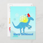 Frohe Weihnacht-Gruß-Dinosaurier-Postkarte Feiertagspostkarte (Vorne/Hinten)