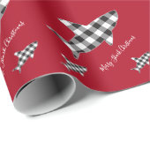 Frohe Weihnacht-Haifisch-weißer schwarzer Büffel Geschenkpapier (Rolleneckpunkt)