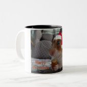Frohe Weihnacht-Hamster Zweifarbige Tasse (Vorderseite Links)