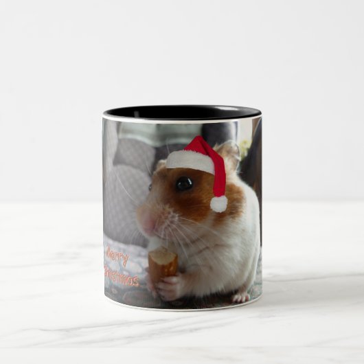 Frohe Weihnacht-Hamster Zweifarbige Tasse (Mittel)