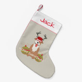 Frohe Weihnacht-Haustier des Pitbull-Ren-(Mann) Kleiner Weihnachtsstrumpf (Vorderansicht (hängend))