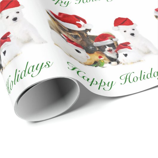 Frohe Weihnacht-Haustiere Geschenkpapier (Rolleneckpunkt)