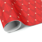 Frohe Weihnacht-heller roter Tannenbaum-Stern Geschenkpapier (Rolleneckpunkt)