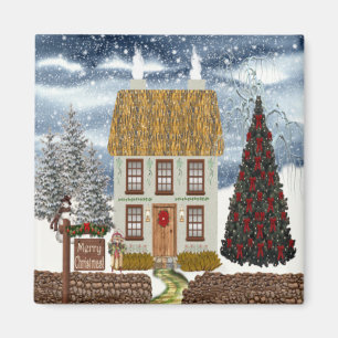 Frohe Weihnacht-Hütten-Magnet Magnet