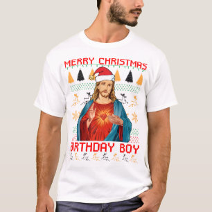 Frohe Weihnacht-Jesus-Geburtstags-Junge SCHWARZES T-Shirt