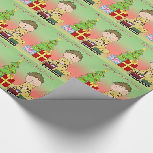 Frohe Weihnacht-Jungen-Packpapier Geschenkpapier (Ecke)