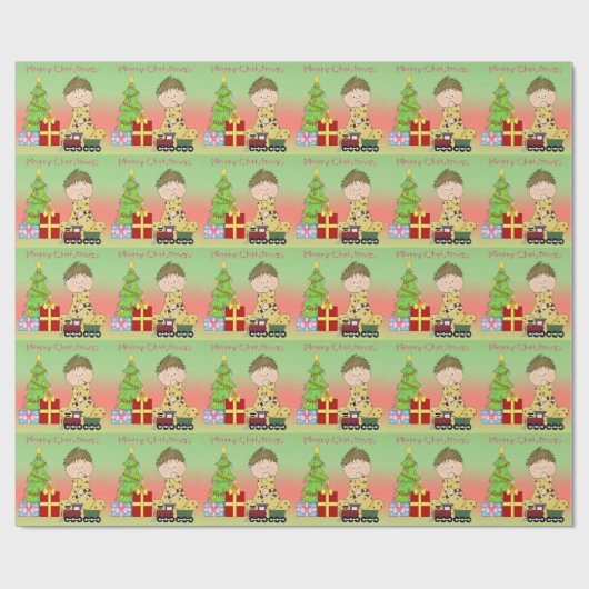 Frohe Weihnacht-Jungen-Packpapier Geschenkpapier (Flach)