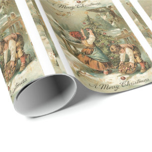 Frohe Weihnacht-Karten-Vintager Geschenkpapier