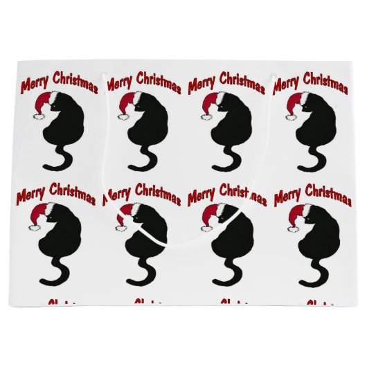 Frohe Weihnacht-Katze Große Geschenktüte (Vorderseite)