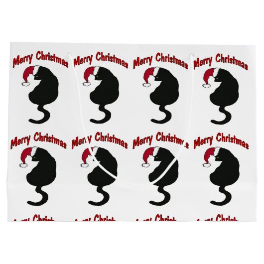 Frohe Weihnacht-Katze Große Geschenktüte (Rückseite)