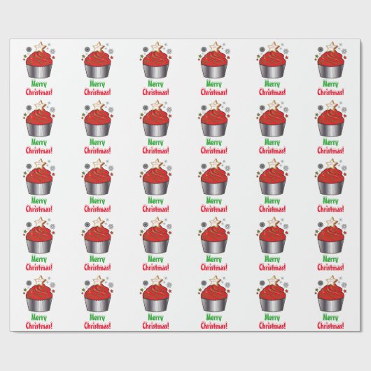 Frohe Weihnacht-kleiner Kuchen mit Stern-Plätzchen Geschenkpapier (Flach)