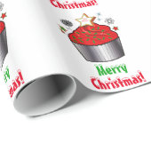 Frohe Weihnacht-kleiner Kuchen mit Stern-Plätzchen Geschenkpapier (Rolleneckpunkt)