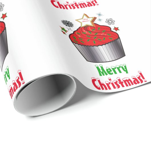 Frohe Weihnacht-kleiner Kuchen mit Stern-Plätzchen Geschenkpapier (Rolleneckpunkt)