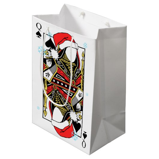 Frohe Weihnacht-Königin der Spaten - addieren Sie Mittlere Geschenktüte (Vorderseite Schrägansicht)
