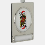 Frohe Weihnacht-Königin der Spaten Banner-Ornament Silber (Rechts)