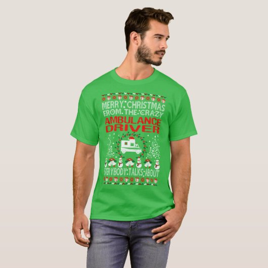 Frohe Weihnacht-Krankenwagen-Fahrer-hässliche T-Shirt (Vorne ganz)