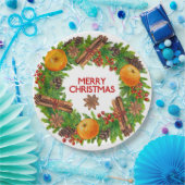 Frohe Weihnacht-Kranz-immergrüne Aquarell-Frucht Pappteller (Party)