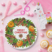Frohe Weihnacht-Kranz-immergrüne Aquarell-Frucht Pappteller (Party)