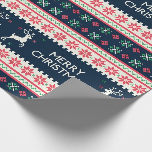 Frohe Weihnacht-Kreuz-Stich-Packpapier Geschenkpapier (Ecke)