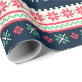 Frohe Weihnacht-Kreuz-Stich-Packpapier Geschenkpapier (Rolleneckpunkt)