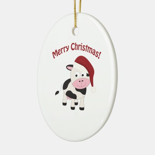 Frohe Weihnacht-Kuh Keramikornament (Links)