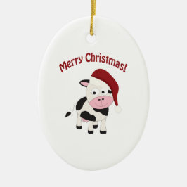 Frohe Weihnacht-Kuh Keramikornament