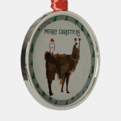 FROHE WEIHNACHT-LAMA U. EULE ORNAMENT AUS METALL (Rechts)