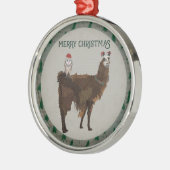 FROHE WEIHNACHT-LAMA U. EULE ORNAMENT AUS METALL (Links)