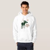 Frohe Weihnacht-Land-Art-Grün-karierte Elche Hoodie (Vorne ganz)
