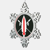 Frohe Weihnacht-Lanzen-Rakete Schneeflocken Zinn-Ornament (Rechts)